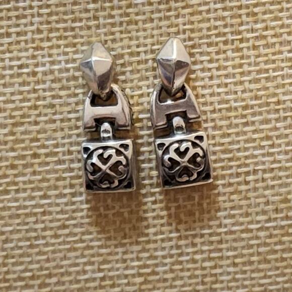 BRIGHTON Doorknocker Retired Silver Post Earrings‎ - Picture 1 of 7